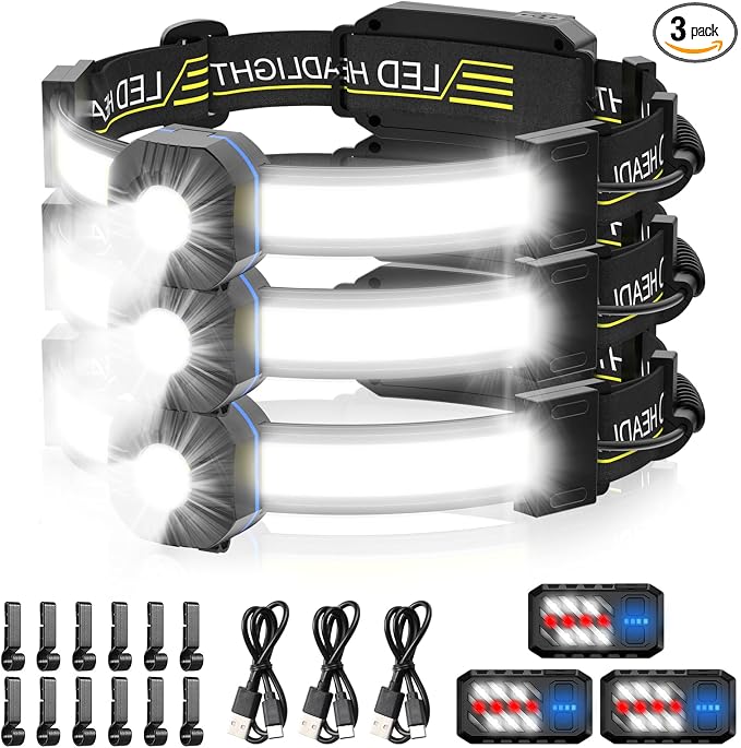 LED Headlamp, 1000lumens 230° Widebeam Headlight 3Packs, USB Rechargeable by Spriak%E5%93%81%E7%89%8C%E6%97%97%E8%88%B0%E5%BA%97