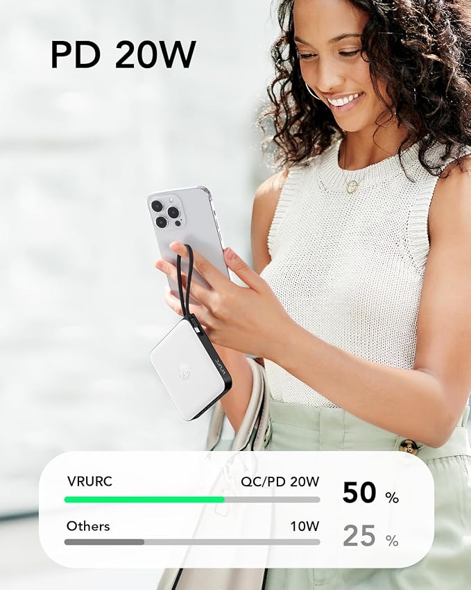 VRURC Battery Pack Charger Portable 10000mAh, 22.5W Power Bank Fast Charging - Image 5
