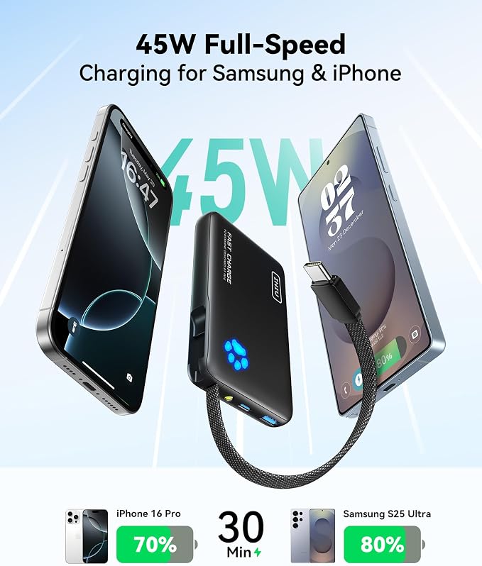 INIU Portable Charger with Flashlight, 45W Fast Charging Tablet Power Bank with - Image 2