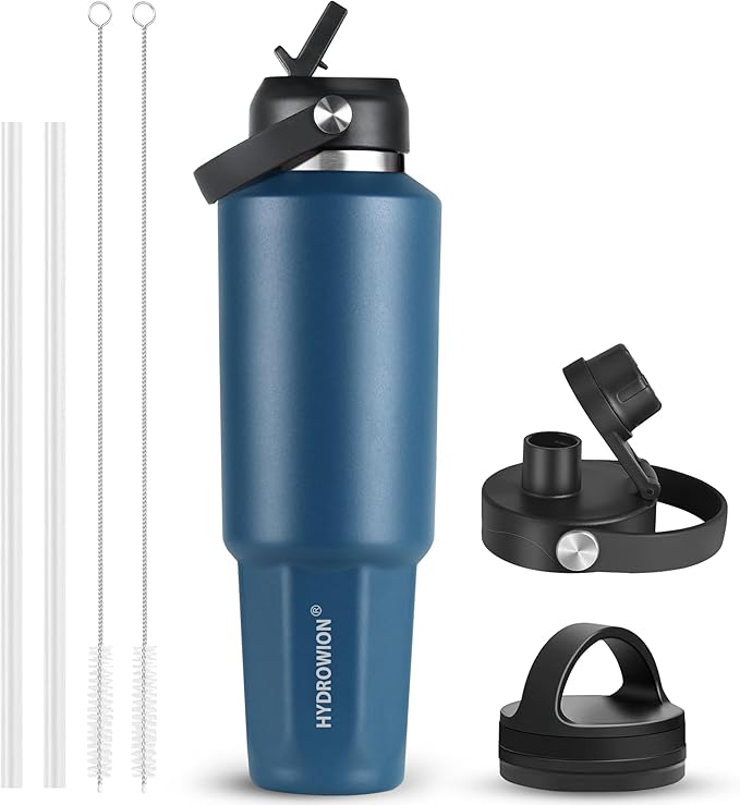 HYDROWION 40 oz Insulated Water Bottle, Car Water Bottle Holder by HYDROWION
