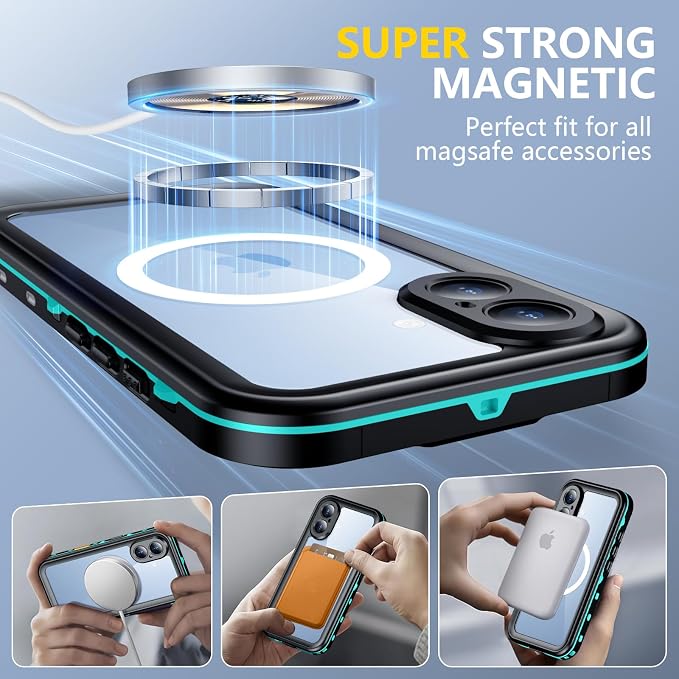 Red2Fire for iPhone 17 Case Waterproof, Phone Case 6.3" Blue/Clear - Image 4