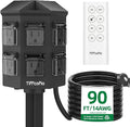 Outdoor Power Strip with 90FT Extension Cord, 100FT Remote Control, Dusk to by TiFFCOFiO