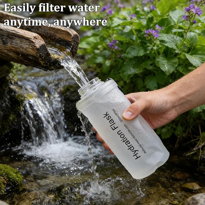 GUYI 1.0L Collapsible Water Filter Bottle, Removes Impurities, BPA Free - Image 6