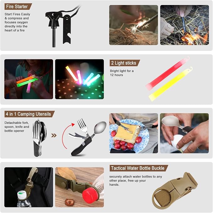 238Pcs Emergency Survival Kit and First Aid Kit, Professional Survival Gear Tool - Image 6