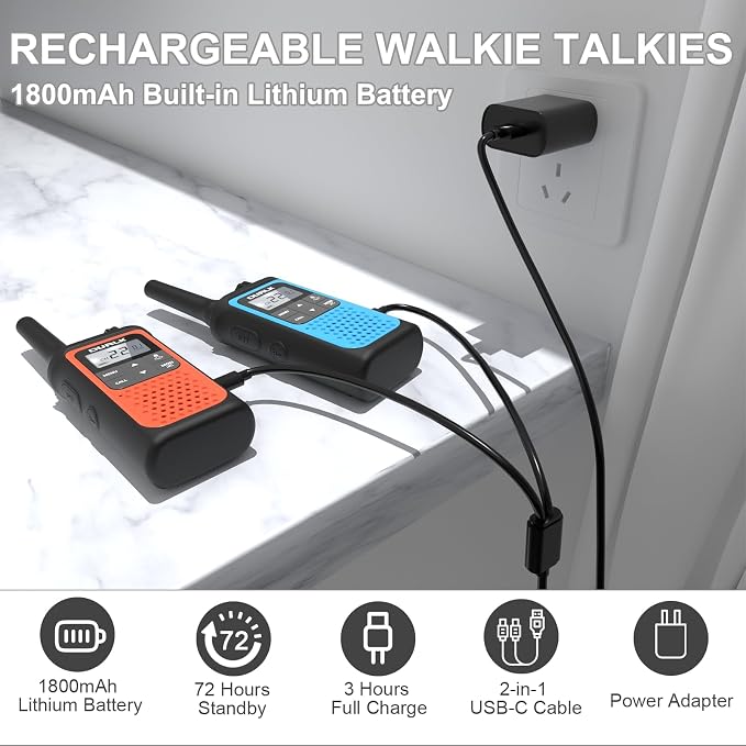 Walkie Talkies for Adults Long Range 2 Pack, Rechargeable Walkie Talkies 22 FRS - Image 3