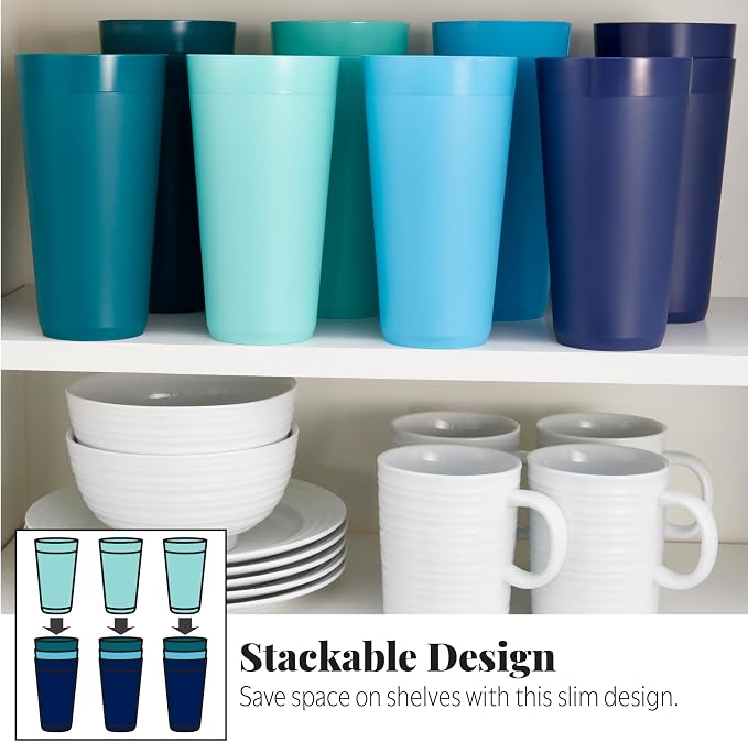 US Acrylic Newport 32 ounce Unbreakable Plastic Stackable Iced-Tea Tumblers in - Image 6