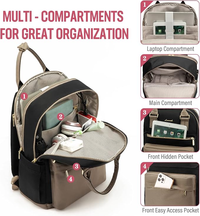 LOVEVOOK Laptop Backpack for Women Men 15.6 Inch Laptop Bag - Image 2
