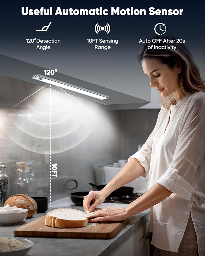 Under Cabinet Lights, 3200mAh Magnetic Dimmable Closet Lights, 6500K Wireless - Image 3