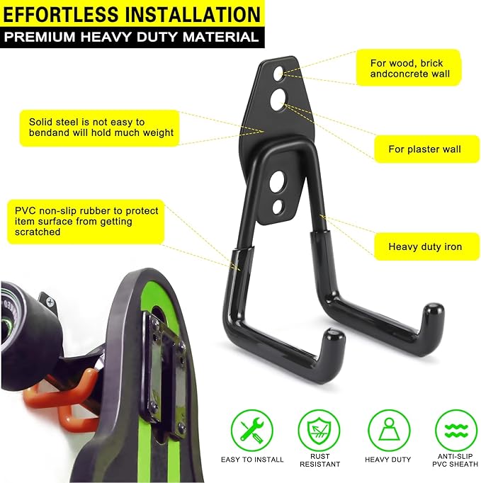 2 Pack Garage Hooks Heavy Duty Storage Organizer Wall Mount Power and Garden - Image 2