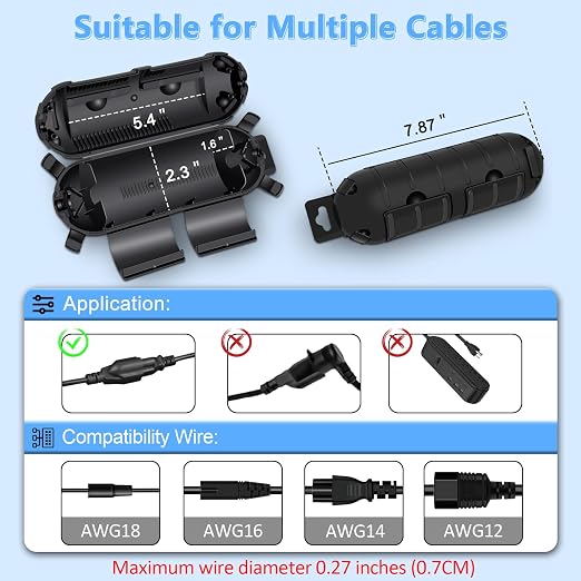 Outdoor Extension Cord Cover, NineLeaf IP54 4PK Small Weatherproof Extension - Image 9