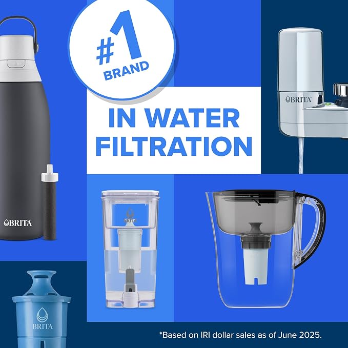 Brita Stainless Steel Premium Filtering Water Bottle, Replaces 300 Plastic - Image 9