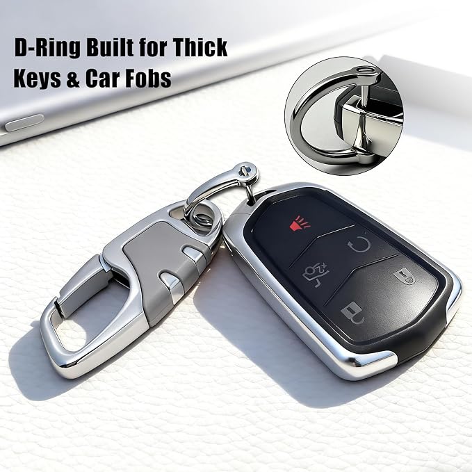Keychain with Carabiner Clip, 4 Heavy Duty Key Rings and D Ring - Image 2