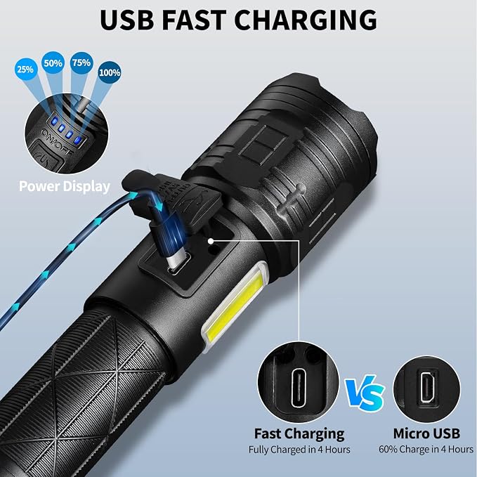 taoquwe Rechargeable LED Flashlights High Lumens, 000 Lumen Super Bright - Image 4
