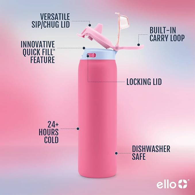 Ello Pop & Fill 22oz Stainless Steel Water Bottle - Image 3