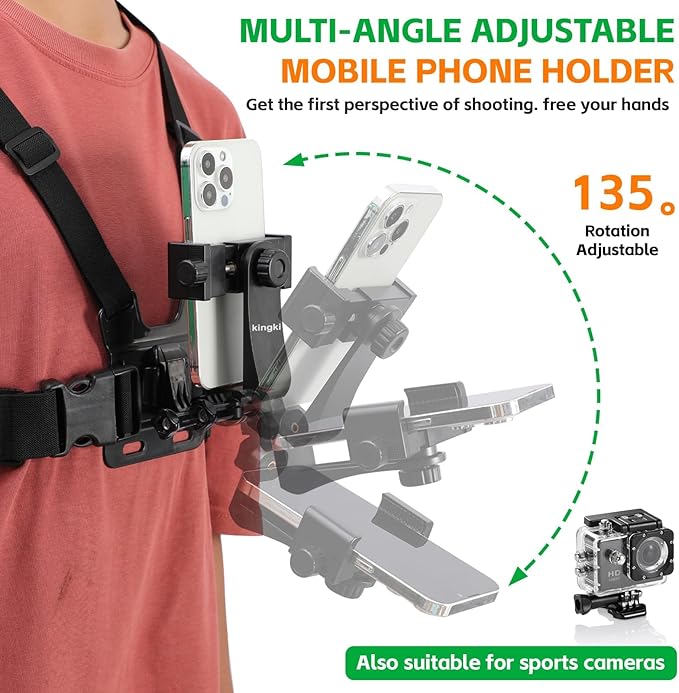KINGKI Mobile Phone Chest Strap Harness Mount Head Strap Holder Kit - Image 5