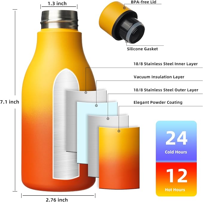 BJPKPK Insulated Water Bottles, 12oz Stainless Steel Metal Water Bottle - Image 3