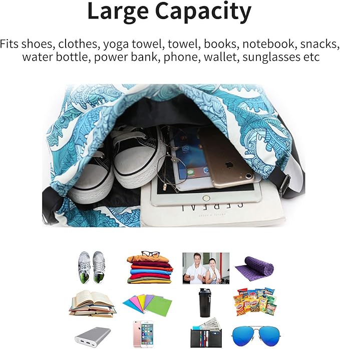 Waterproof Drawstring Bag, Gym Bag Sackpack Sports Beach Backpack - Image 4
