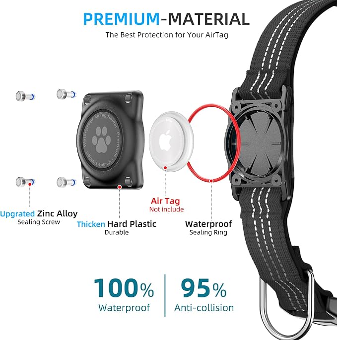 Upgraded AirTag Dog Collar, IP68 Waterproof Air Tag Dog Collar Holder, - Image 3