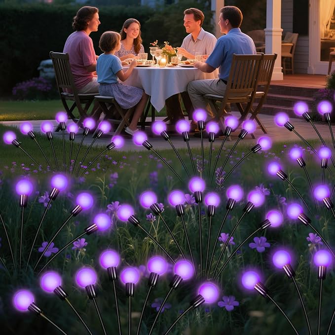ZFNN Solar Garden Lights 16 LEDs, 2 Pack 8 Heads, Outdoor Waterproof, Swaying - Image 2