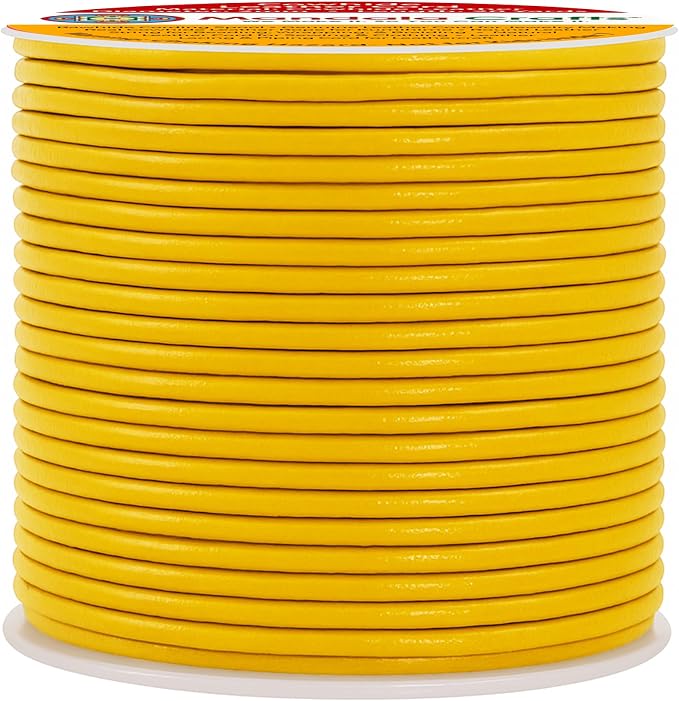 Mandala Crafts Round Genuine Mustard Yellow Leather Cord - Image 2
