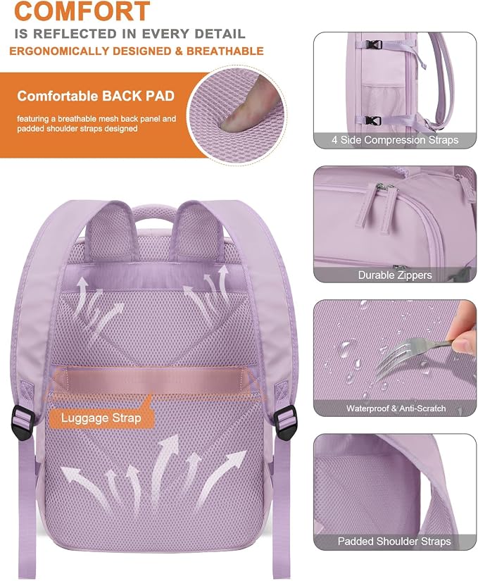 Capolo Travel Backpack for Women Men Waterproof Laptop Backpack Airlines - Image 6