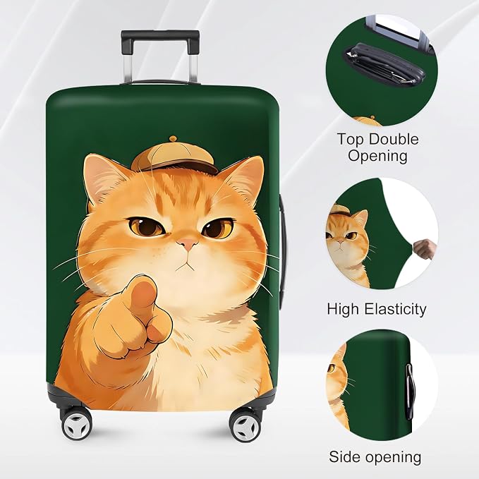ANNA QUEEN Funny Cat Luggage Cover, Cute Cartoon Stretchable Suitcase Protector - Image 2