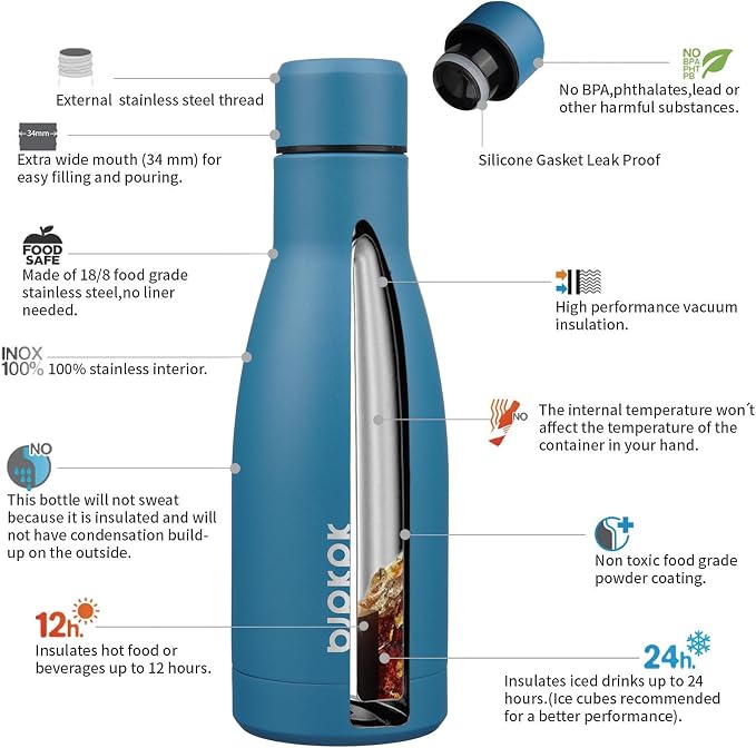 BJPKPK 12oz Water Bottles Stainless Steel Double Wall Vacuum Insulated Small - Image 3