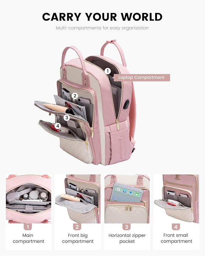 LOVEVOOK Laptop Backpack Purse for Women, 15.6" Laptop Bag for Travel - Image 3