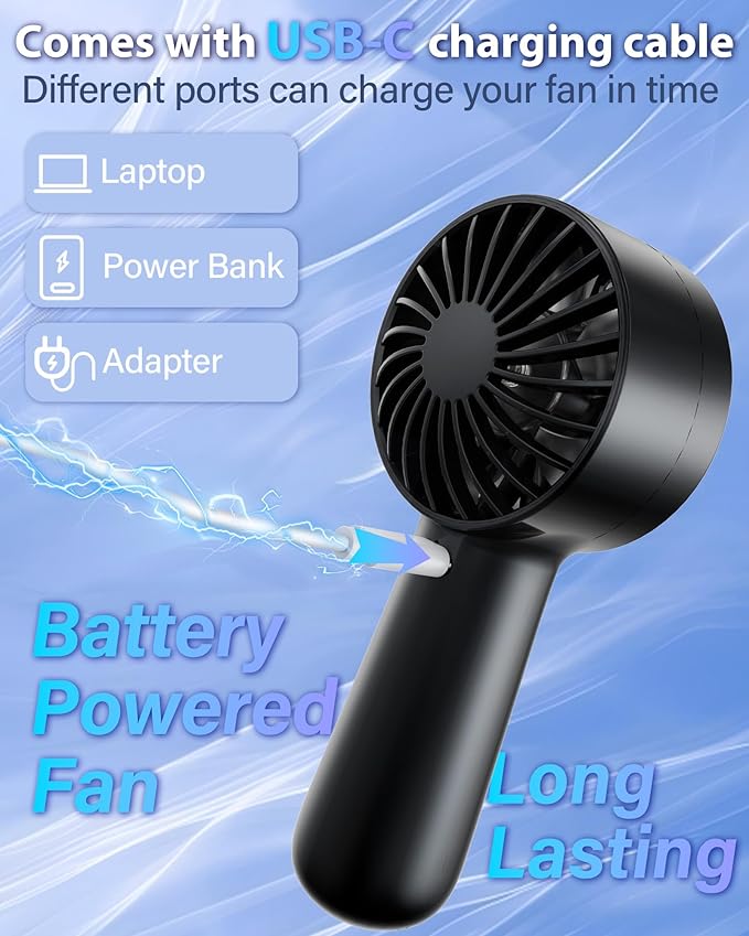 Portable Handheld Fan Personal Small Turbo Hand Fan Powerful, USB Rechargeable - Image 6