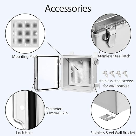 LeMotech Electrical Box, IP67 Waterproof Hinged Clear Cover Stainless Steel - Image 4
