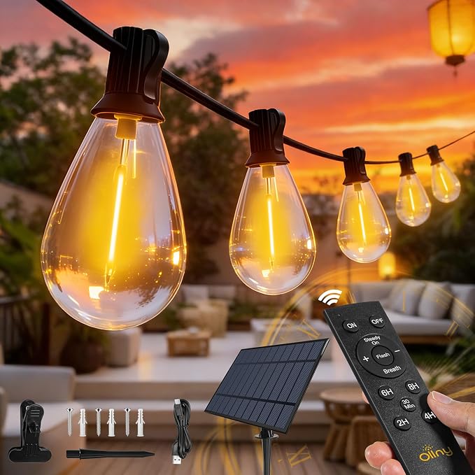 Ollny S11 50FT Solar String Lights Outdoor by Ollny