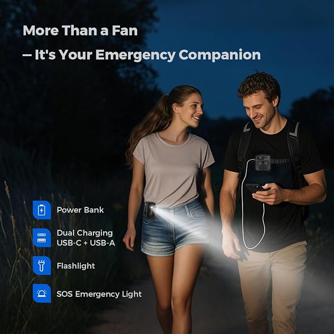 SEAINGO Portable Waist Fan Rechargeable – 10000mAh, 42 ft/s Max, 5 Speeds - Image 4