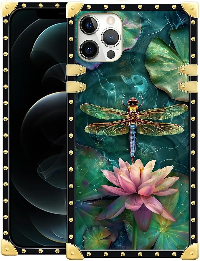 Compatible with iPhone 11 Pro Max Case, Colourful Dragonfly Pink Lily Pads by Unknown