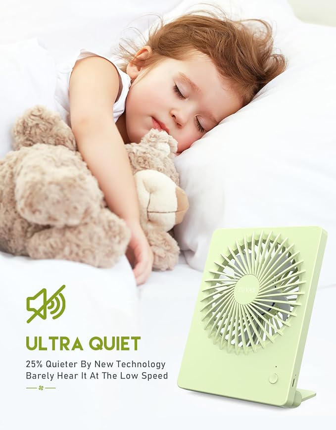 Zuvas Desk Fan Battery Operated Fan Rechargeable 180°Tilt Folding Personal Fan - Image 2