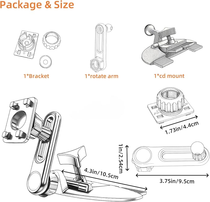 Extended CD Slot Mount for CarPlay Screen Adjustable Arm and 360° Rotating - Image 7