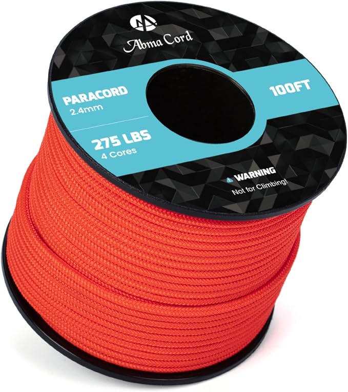 Abma Cord 2.4mm Paracord 275 100ft Nylon Rope 4 Strands Tactical Parachute Cord by Abma+Cord
