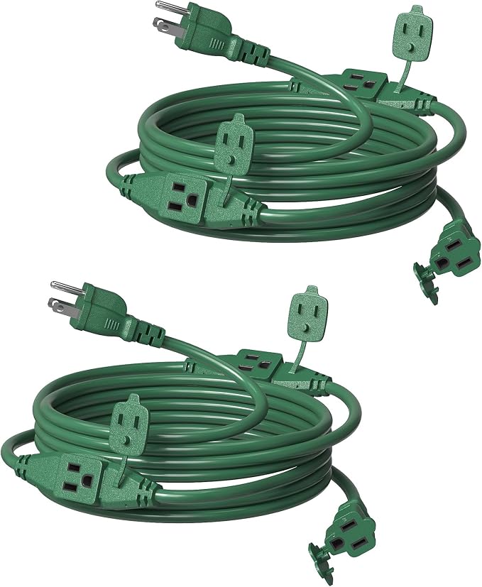 SURAIELEC 2 Pack 25 FT Outdoor Extension Cord by SURAIELEC