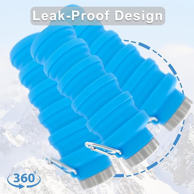 YCT Collapsible Water Bottle 17oz（500ml），Travel Portable Sport Water - Image 3