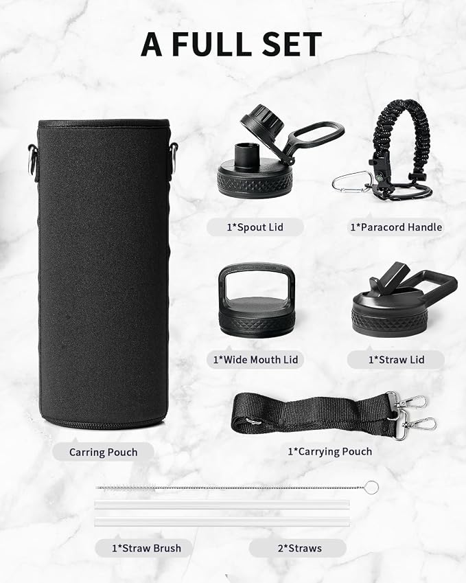 Trebo Water Bottle 40oz with Paracord Handle, Half Gallon Large Vacuum Triple - Image 7