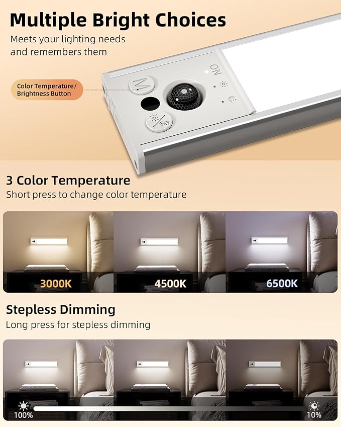 EZVALO 12inch Under Cabinet Lighting, Rechargeable Motion Sensor Light Indoor - Image 6