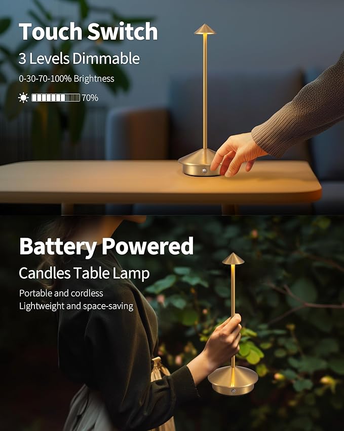 Modern Cordless Table Lamp Set of 2, Portable LED Desk Lamps, 5000mAh - Image 4