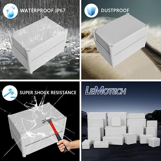 LeMotech IP67 Waterproof Junction Box ABS Plastic Project Box Dustproof - Image 8