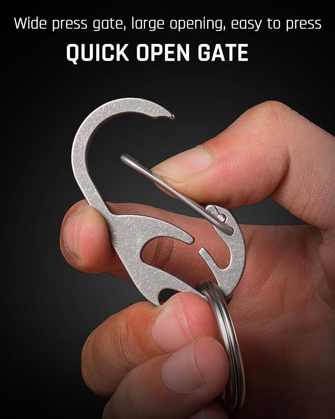 TISUR Titanium Carabiner Keychain Clip, Anti-Lost Key Ring Holder, Self-Locking - Image 6