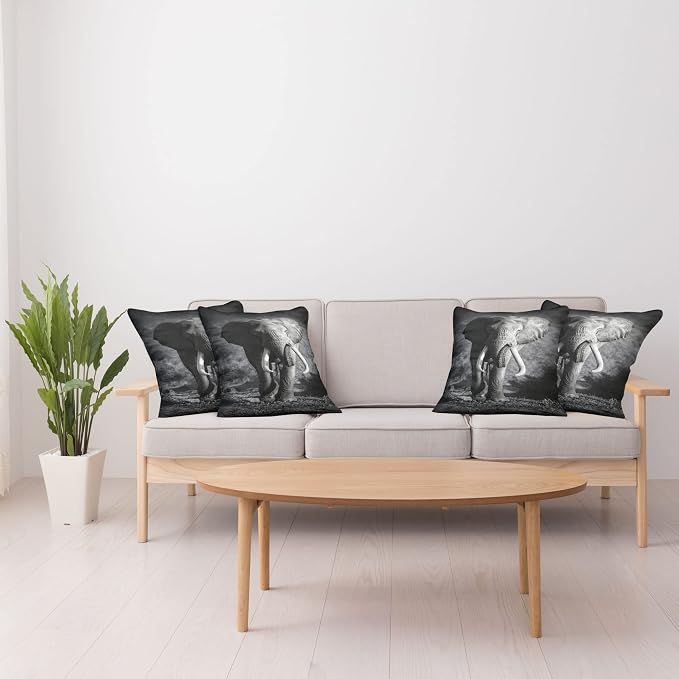 Ambesonne Elephant Throw Pillow Cushion Case Pack of 4, Majestic Elephant Bull - Image 4