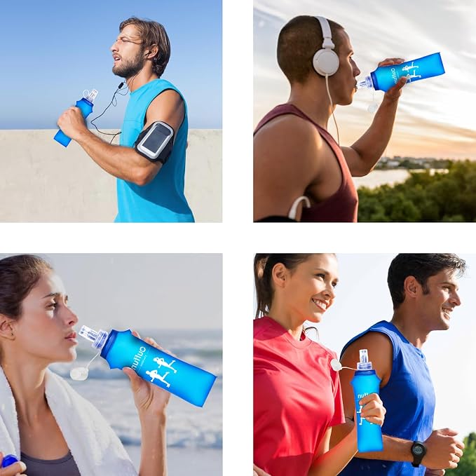 2 Pack Soft Water Bottle, TPU Collapsible Flask Foldable Bottles - Image 6