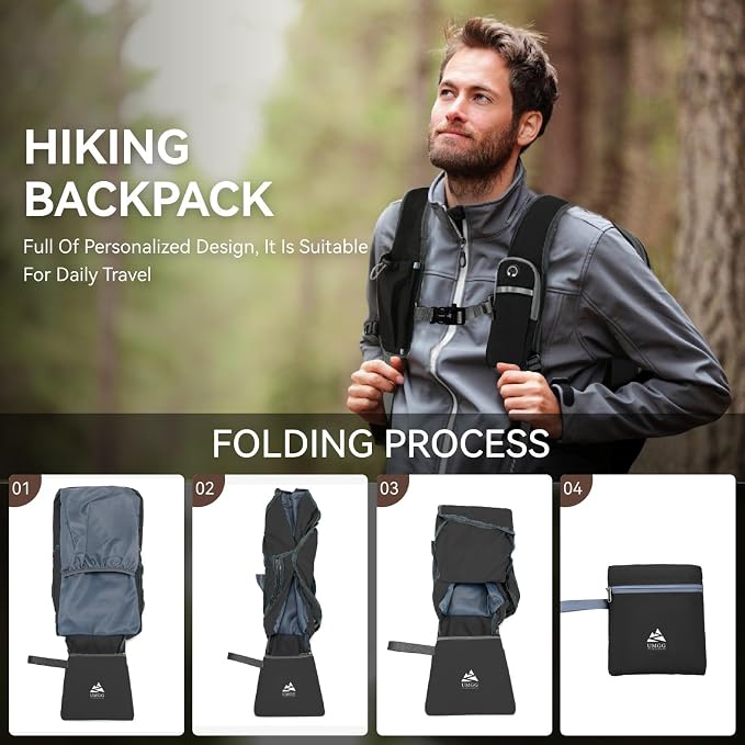 15L Small Hiking Backpack for Men Women Lightweight Packable Backpack Foldable - Image 6