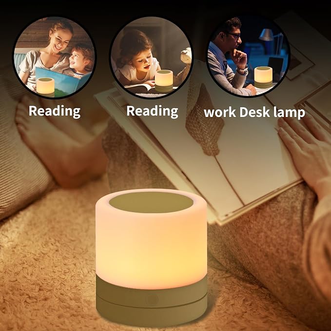 ERUN Nursery Night Light for Kids, USB Rechargeable Small Desk Lamp, 13 RGB - Image 4