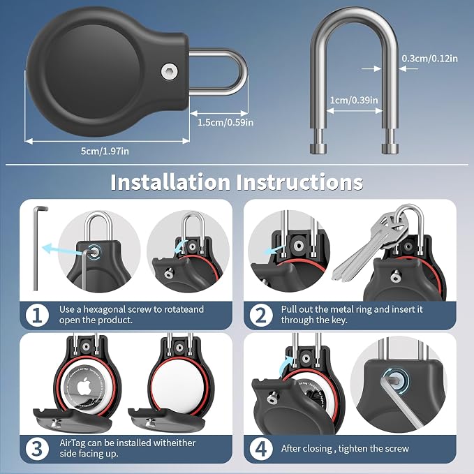 for AirTag Holder with 304 U-Shaped Lock, 4 Pack IPX8 Waterproof PC Hard Case - Image 3