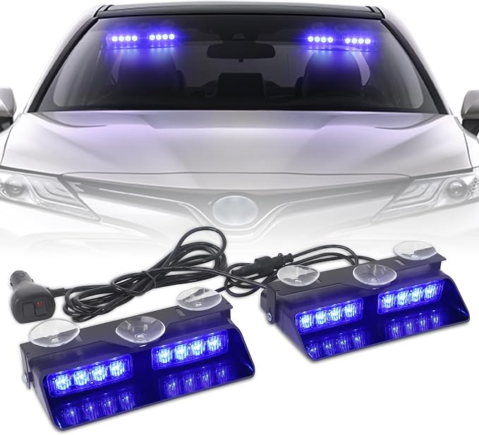 XRIDONSEN 2 in 1 Blue Emergency Dash Strobe Lights Warning Safety Flashing by XRIDONSEN