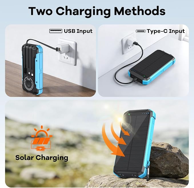 ERRBBIC Solar Charger Power Bank 20000mAh, Portable Wireless Charger, 15W Fast - Image 8